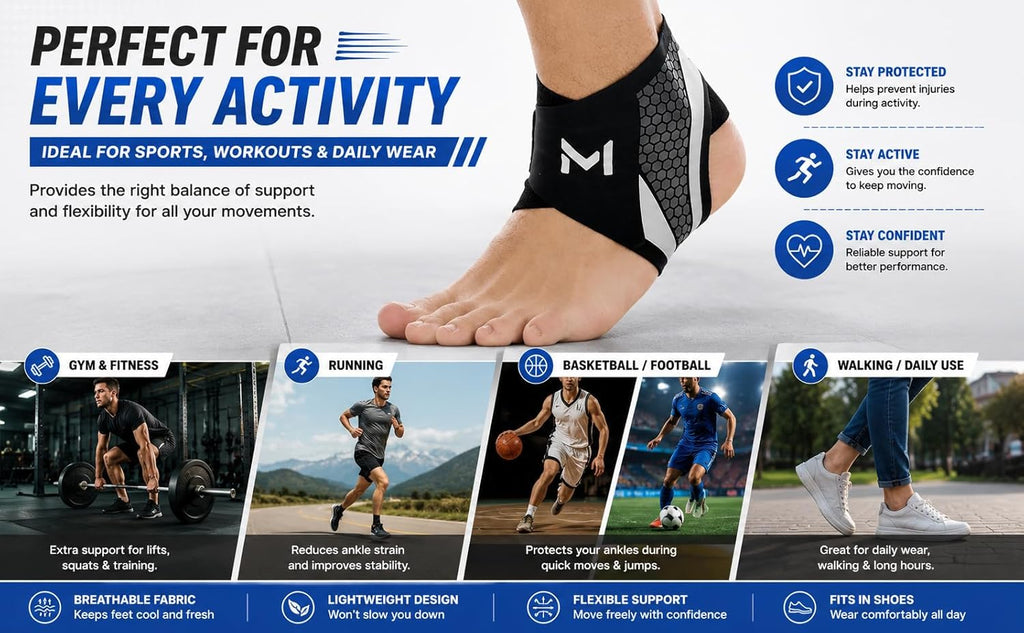 FlexiGuard Ankle Support Brace Compression Sleeve | Adjustable Elastic Cross Straps Format | Breathable Sports Protective Foot Wrap for Men Gym Running Pain Relief