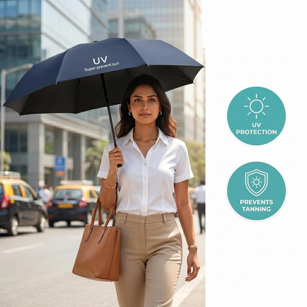 Premium Foldable UV Protection Umbrella for Sun & Rain (Compact & Windproof)