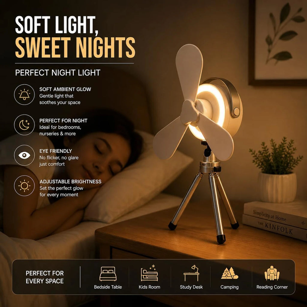 Portable Mini Cooling Fan with LED Light & Remote