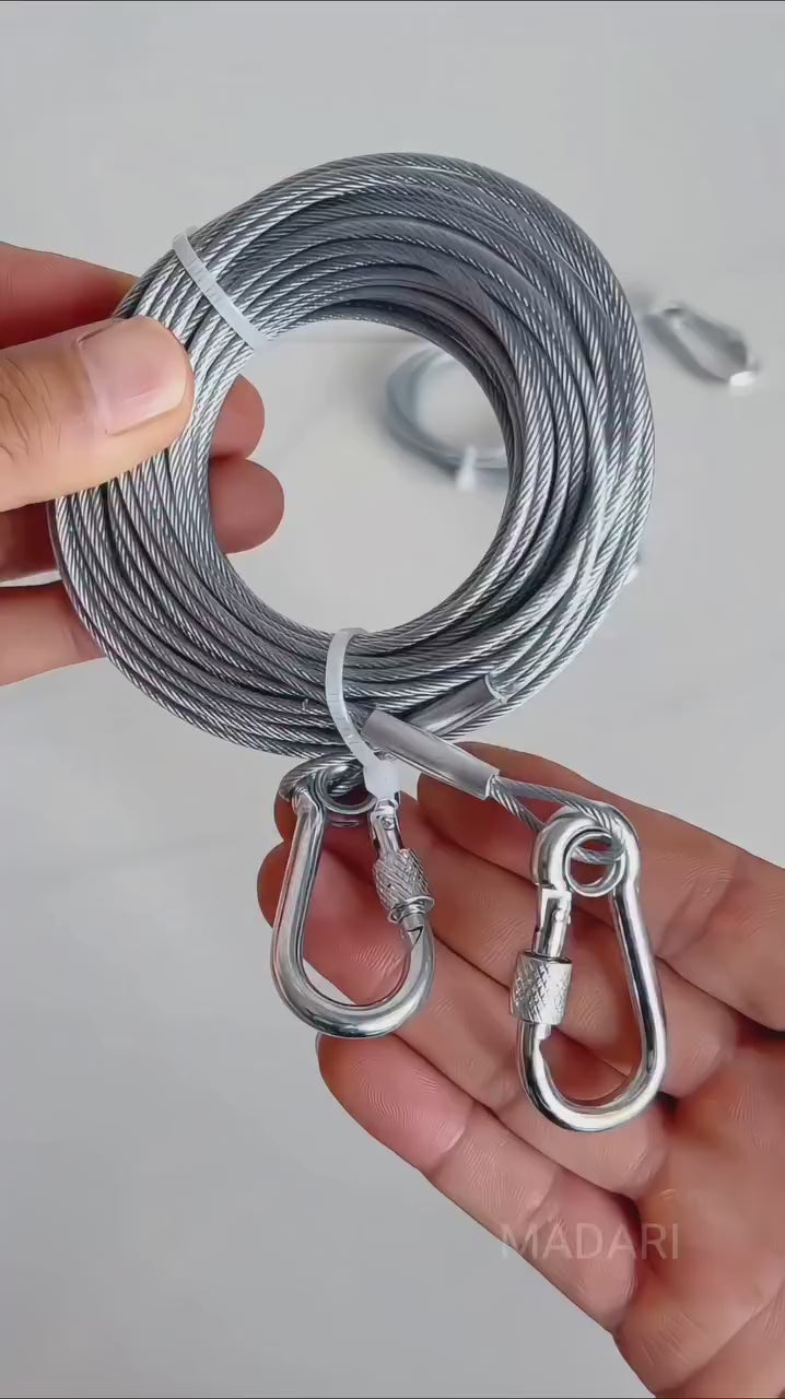 Heavy-Duty Stainless Steel Clothes Drying Rope with Lockable Hooks (10 Meter)